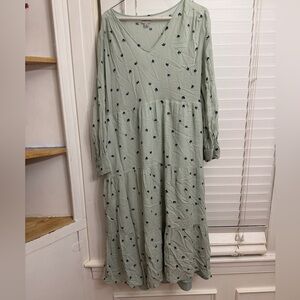 A New Day Sage Green Midi Dress with Navy Accents